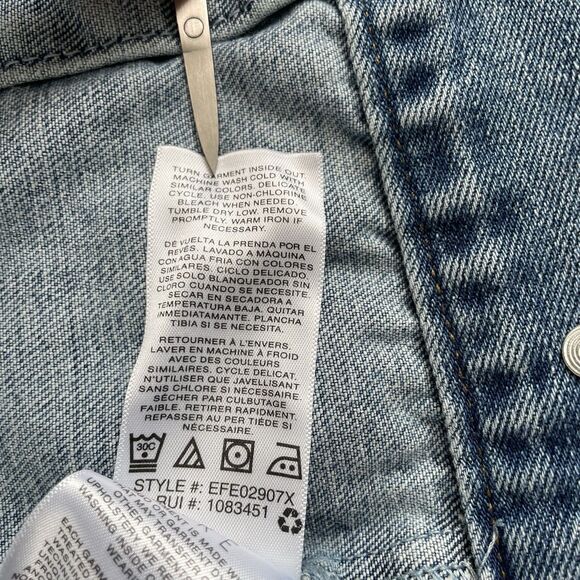 Kensie Jeans Vintage Luxe Denim Vest Stretch Trucker Frayed Size Large New - Picture 11 of 14